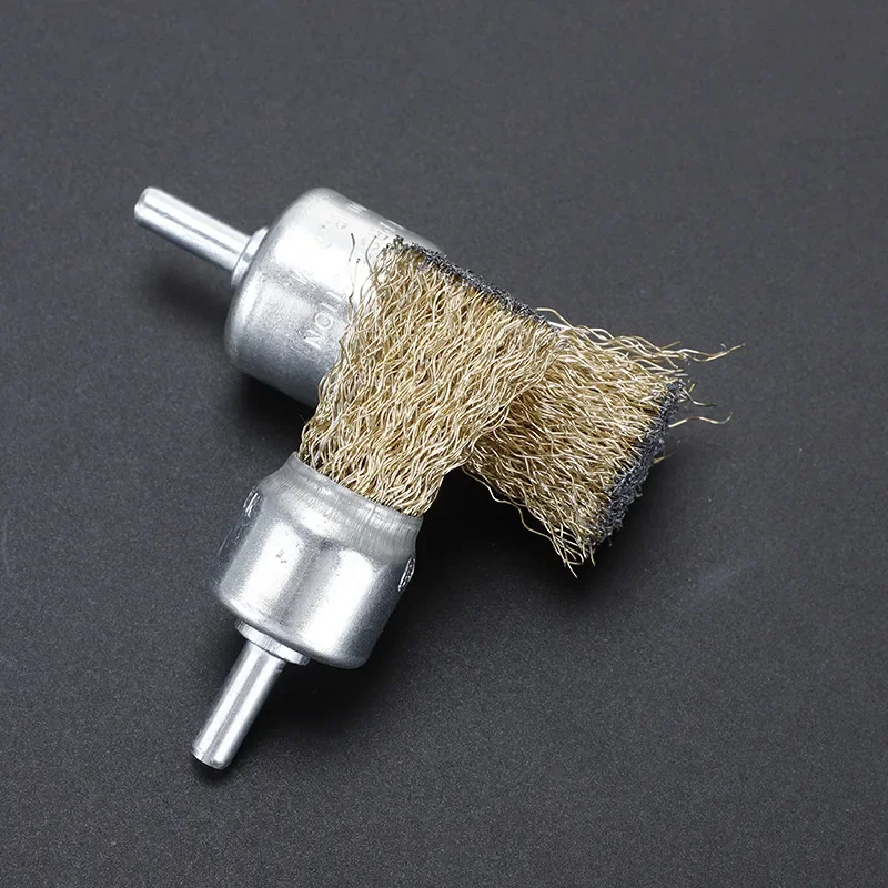 2pcs Brass Wire Wheel Brush 10/12/16/20/25/30mm Copper Polishing Cleaning Grinding Head Rotary Tool For Drill Metal Rust Removal