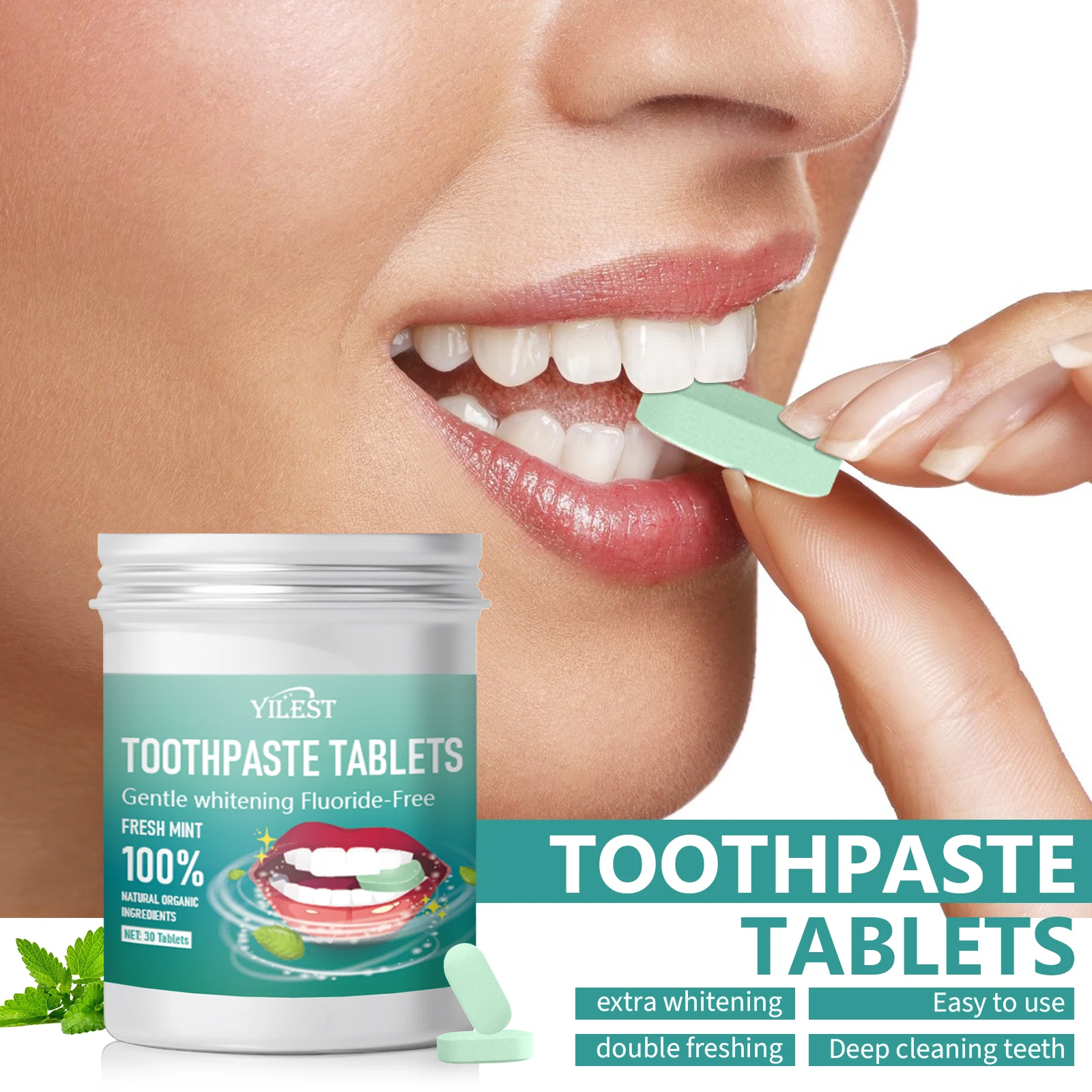 

30pcs Mint Flavors Solid Toothpaste Tablet Remove Bad Breath Smoke Stains Fresh Breath Combating Tooth Decay Oral Hygiene Care