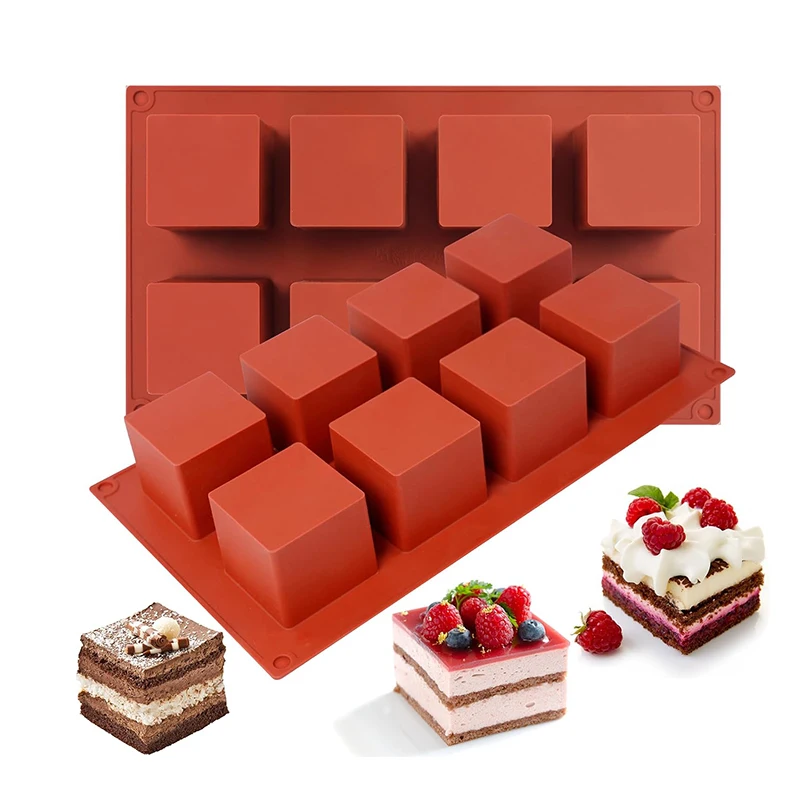 Cube Cake Silicone Mold Square Mousse Baking Tray French Dessert Chocolate Brownie Ice Cream Jelly Pastry Tools Kitchen Items