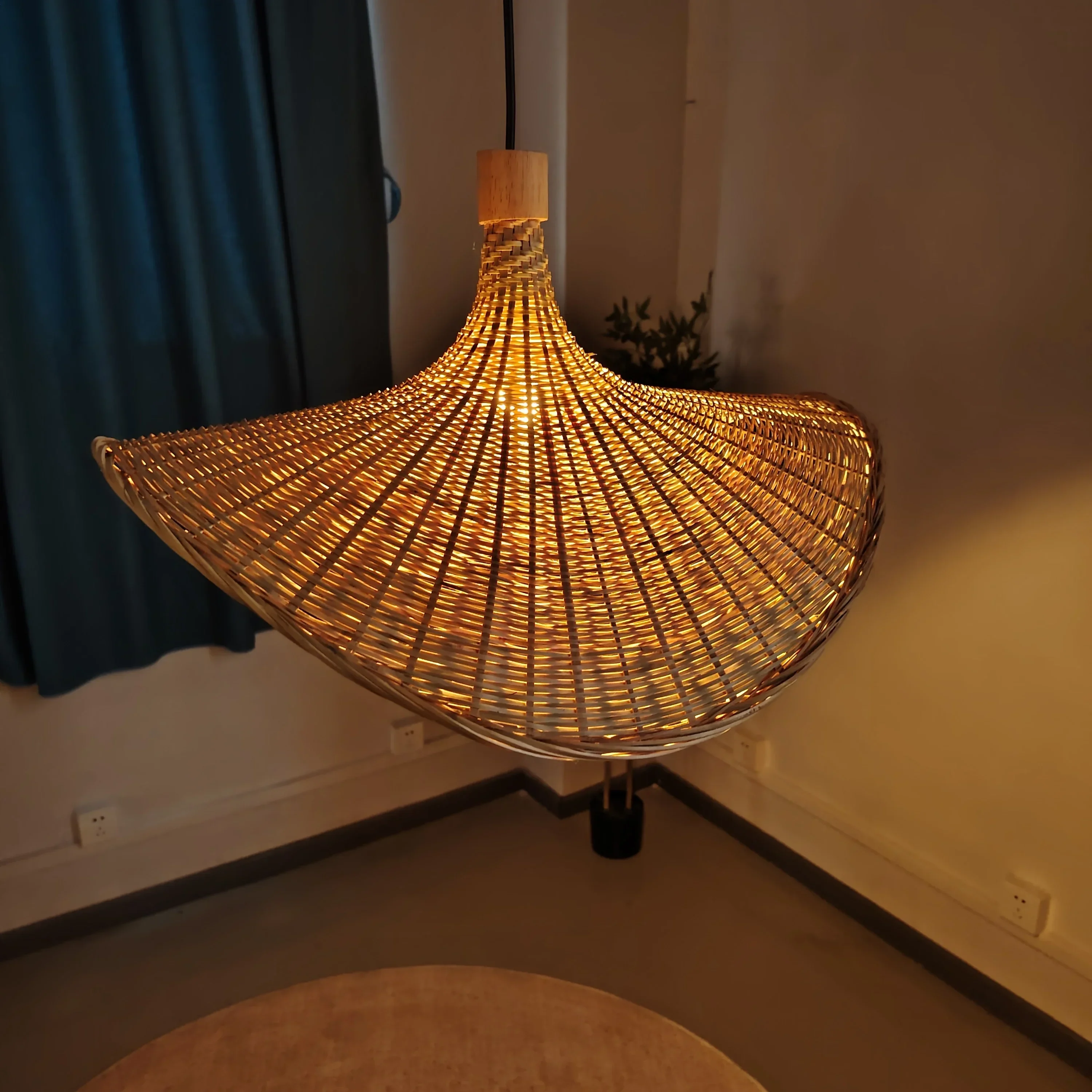 50cm naturalny wystrój artystyczny oświetlenie wiszące ręcznie wykonana bambusowa lampa wisząca do wyspy kuchennej salon jadalnia i schody