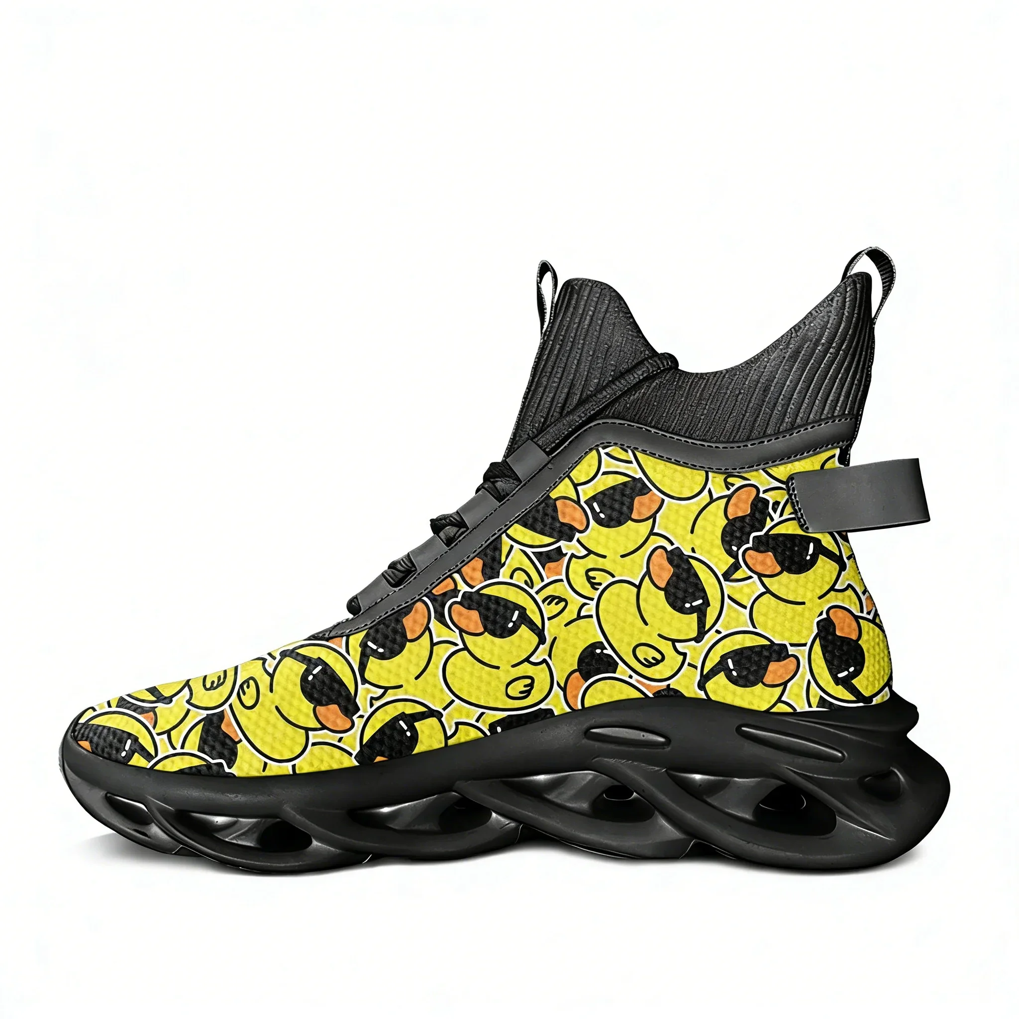 

Yellow Duck Printed Pattern High Top Flats Sneakers Mens Womens Sports Hiking Travel Shoes Running Shoes Custom Shoes
