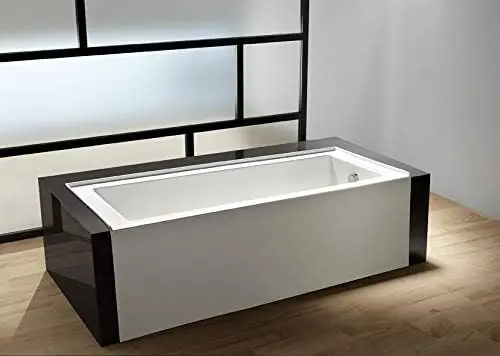 60-Inch Contemporary Alcove Acrylic Bathtub with Right Hand Drain and Overflow Holes, White