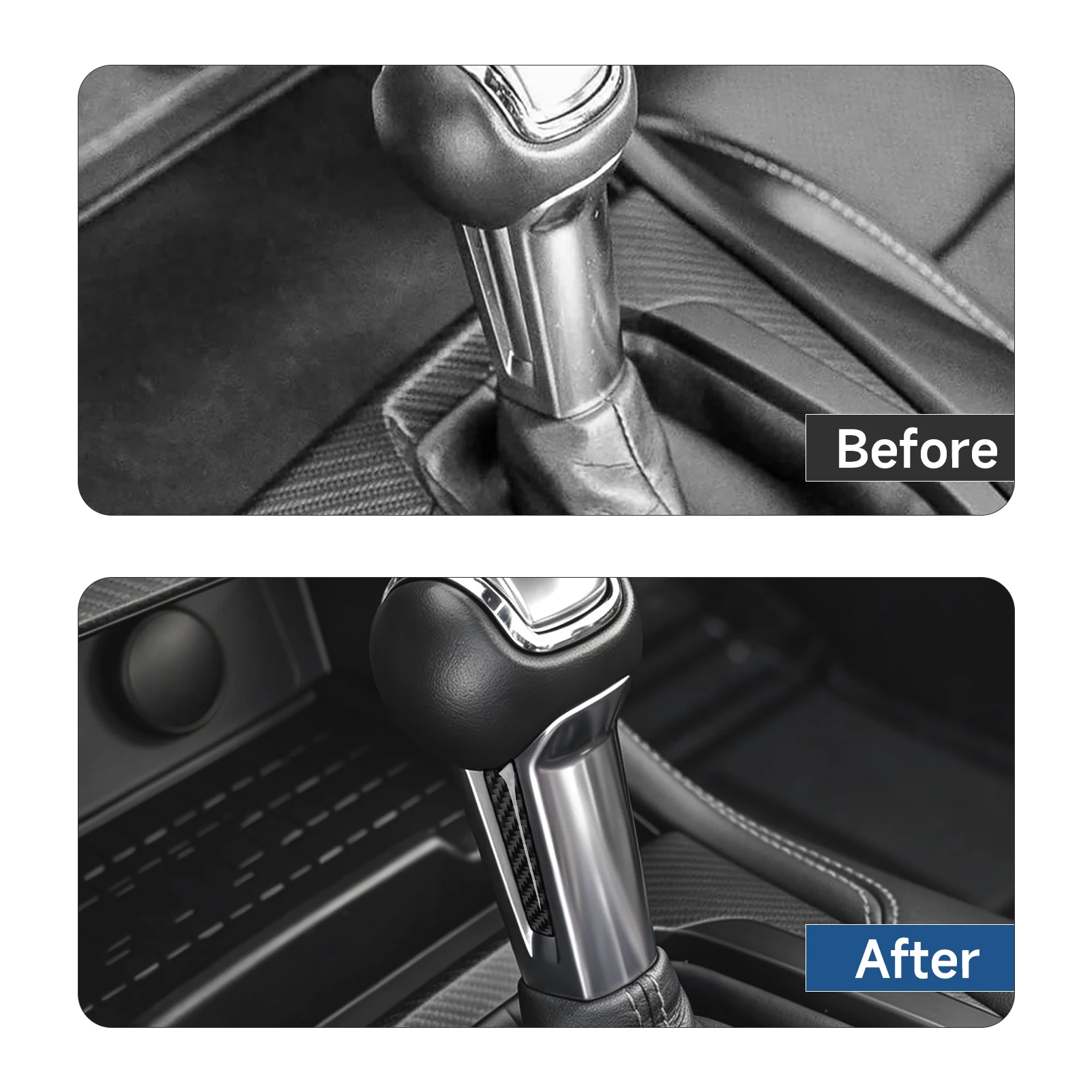 2pcs Car Console Gear Shift Decorative Strips. For Ford Mustang 2015-2028 Accessories. Soft Carbon Fiber Interior Sticker Set.
