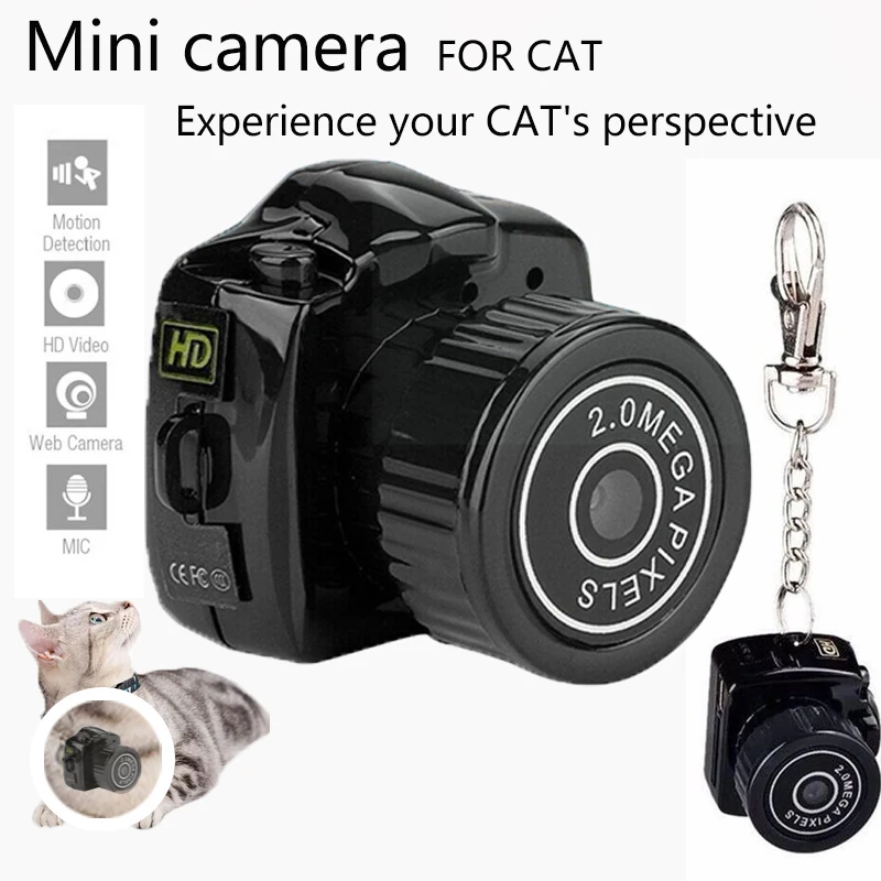 Y2000 Mini Camera Action Camera 4K 30fps 720P HD Outdoor Sport Cam Video Recorder For Cat TF Card Camcorder Cat accessories