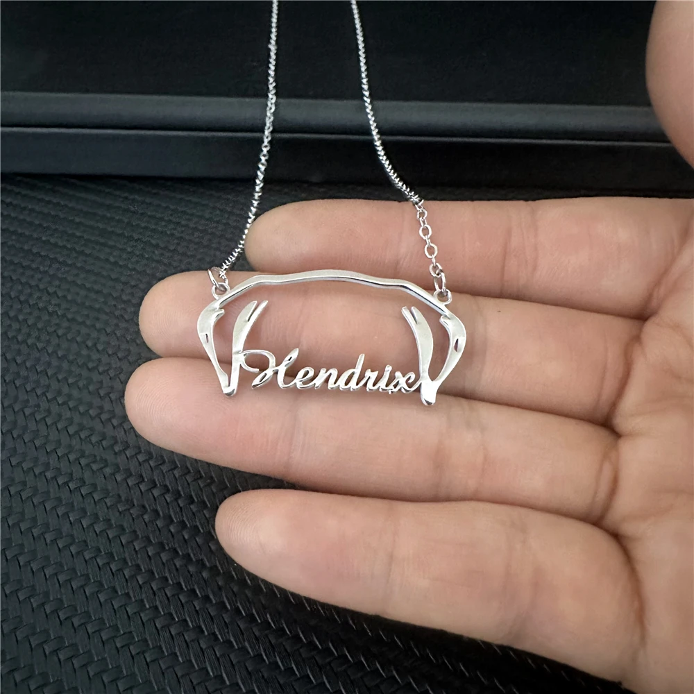 2024 Personalized Name Pet Necklaces Custom Cute Pet Dog Ear Name Necklace Women Girl Child Family Pet Memorial Jewelry Gift