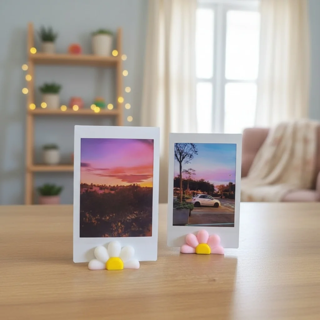 1pc White and Pink Daisy Photo Holders, Daisy-Shaped Frames Suitable for Instant Photos or Small Pictures, Adds a Floral Touch