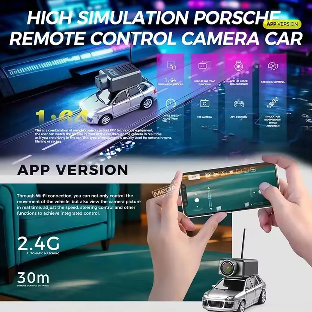 سيارة WLtoys RC الأصلية 6401 مع كاميرا 2K فيديو 1:64 تطبيق WiFi صغير 2.4G أو سيارة التحكم عن بعد FPV عرض VR وظيفة سيارات لعبة #4