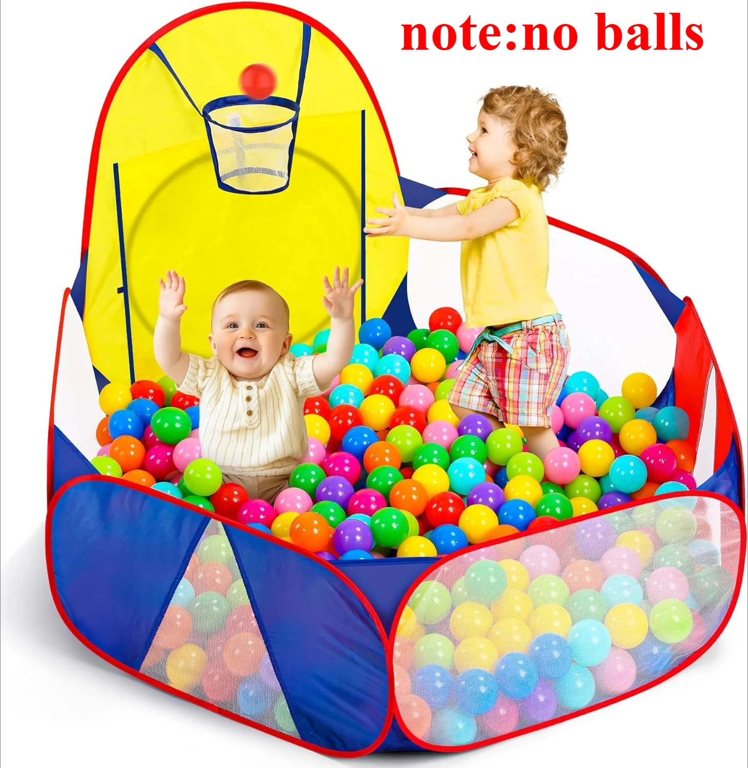 

Kids Ball Pit Large Pop Up Childrens Ball Pits Tent for Toddlers Playhouse Baby Crawl Playpen with Basketball Hoop NO Balls