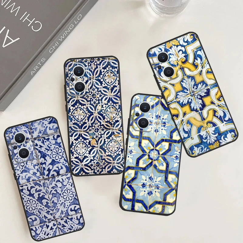 Portuguese Tiles Cover For OPPO Reno 5Z 4Z 2Z 8T 4 5 6 8 7 Lite 10 Pro OPPO Find X6 Pro X2 X3 X5 Lite Case