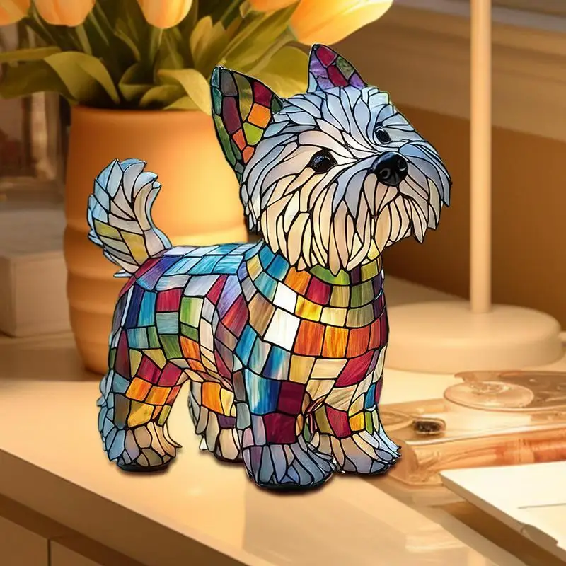 LED Night Light for Tabletop Dog Shape Bedroom Resin statue Rechargeable Ambience Lamp for Bedside Shelf Use In Bedroom