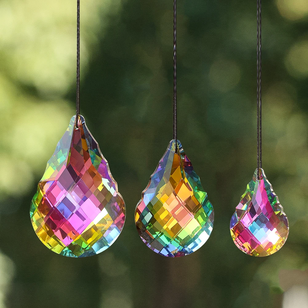 

50 75 89mm Teardrop Shaped Crystal Prism Suncatcher Wind Chime Pendant Light Decor Accessory Suitable for Garden Hotel Wedding