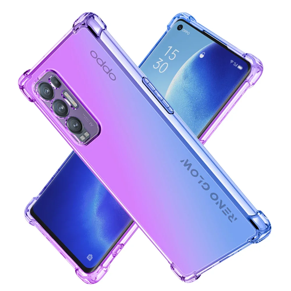 

Clear Cute Gradient Case for OPPO Reno5 Pro Plus 5G Slim Anti Scratch Flexible TPU Cover Shockproof Case Reno5 5G 4G 5K 5F 5Z