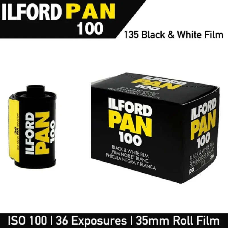 الأصلي 1-10 لفات ILFORD PAN 100 فيلم أبيض وأسود 36 التعرض/لفة عالية الجودة لكاميرا فيلم 135 مللي متر كاميرا 35 مللي متر