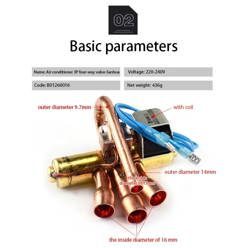 Air Conditioner Four-way Valve 1P1.5P2P3P5P Air Duct Coil Parts Solenoid Valve Cold And Heat Controller Copper Parts Refrigerati