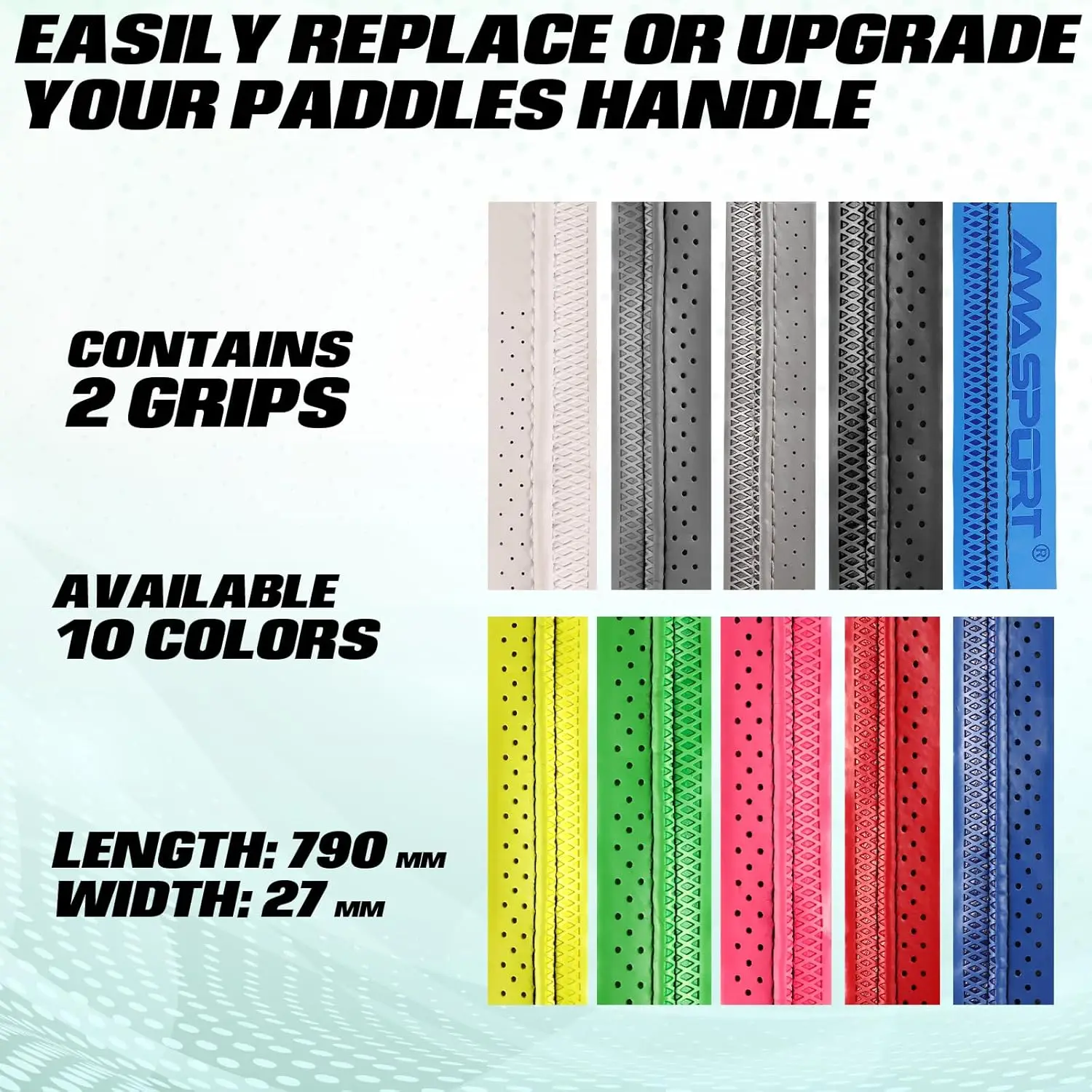 AMASPORT Pickleball Paddle Grip Tape 2Pack Pickleball Overgrip Replacement Grip Wrap for Pickleball Rackets Anti-Slip Grip Ridge