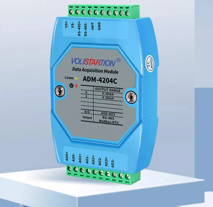 Φ 4-канальный аналоговый выходной модуль Φ до 0-20 мА/4-20 мА/0-10 В/0-5 в Modbus RTU ADM-4204V