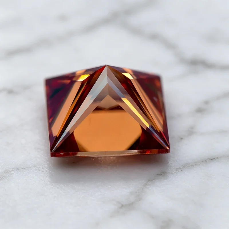 Moissanite Stone Princess Cut Garnet Color Lab Grown Gemstone for DIY Charms Jewelry Making Pass Diamond Test with Certificate