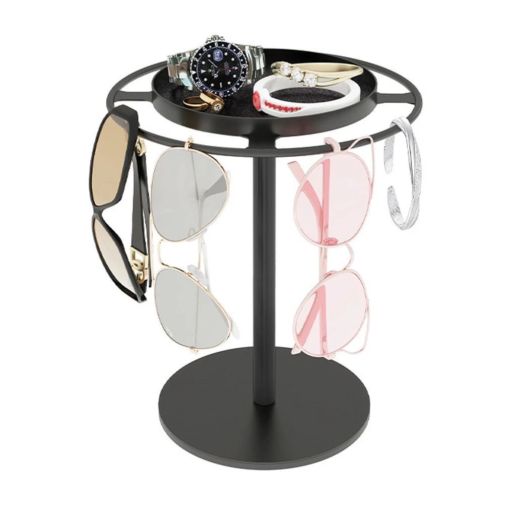 Rotating Sunglass Organizer Eye Glass Display Stand 360-degree Rotation With Tray Jewelry Storage Organizer Detachable Home
