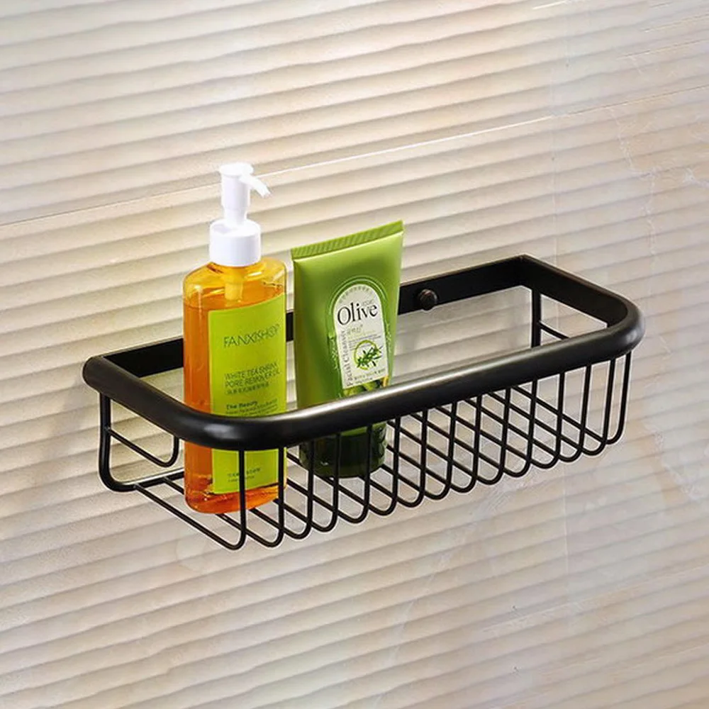 30cm Black Oil Rubbed Bronze Bathroom Accessories / Wall Mounted Brass Soap / Sponge Shower Storage Basket Lba125