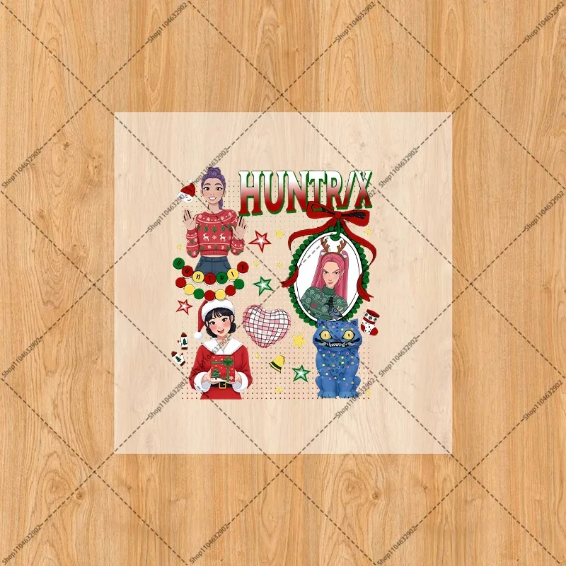 Kpop شيطان الصيادين عيد الميلاد الساخن ختم ملصقات النقل الحراري ملصق الكرتون أنيمي زينة عيد الميلاد الطرف الديكور هدية