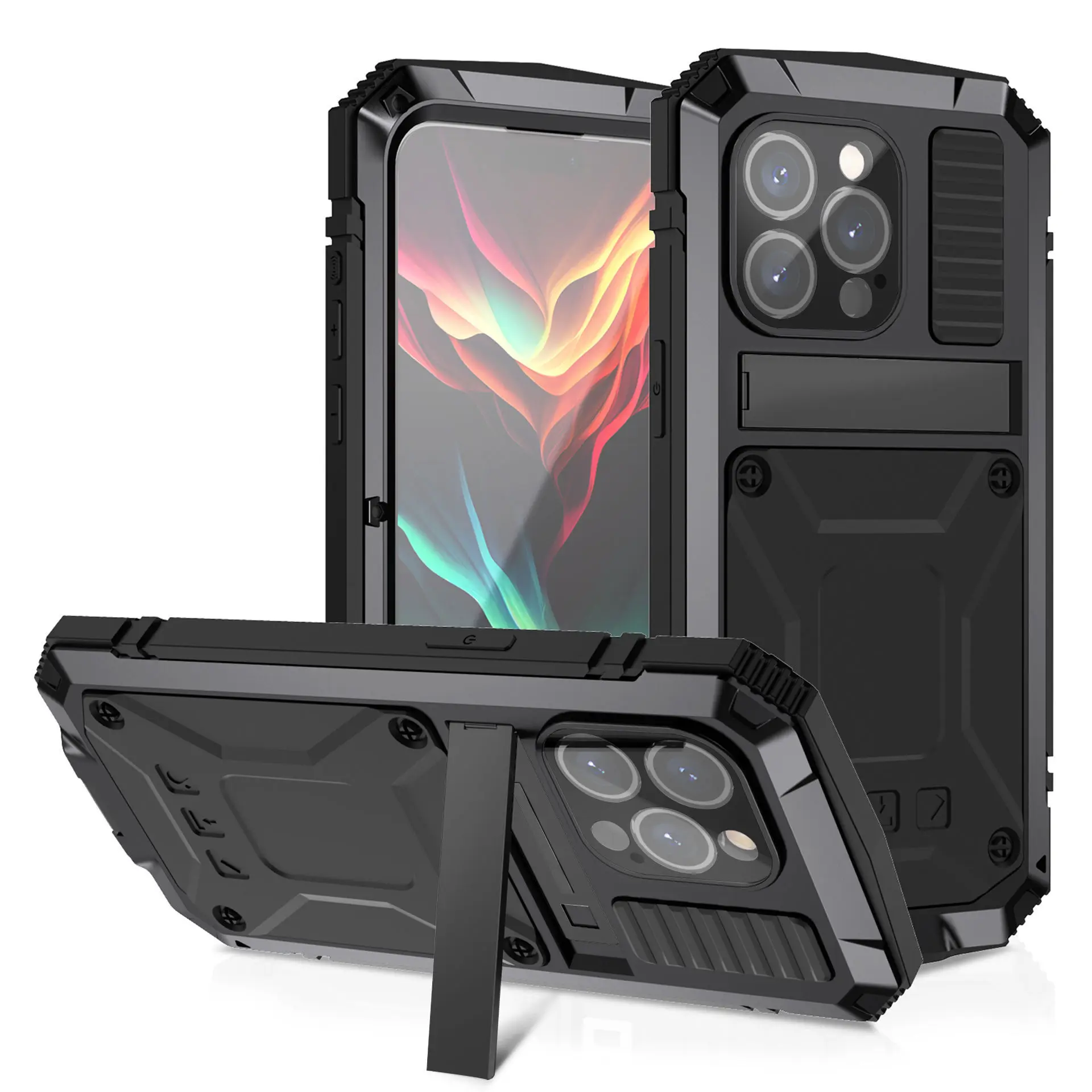

Чехол для iPhone 15 Pro Max iPhone 15 Plus Pro, Прочный противоударный защитный чехол с подставкой из алюминия и металла