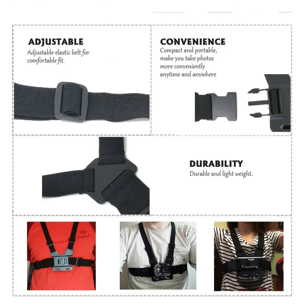 Chest Head Mount Tripé Kit, Action Camera Acessórios, Fit para Gopro Hero