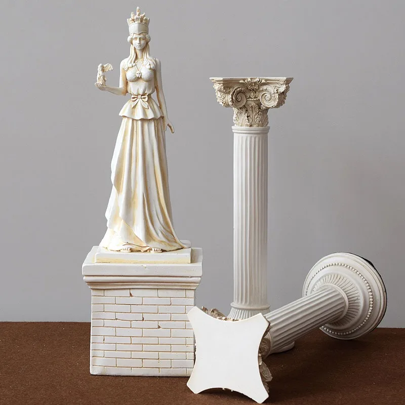 Ancient Greece Athena Goddess Sculpture Love God Resin Statue Roman Column Angel Poseidon Figurine Ornament Home Decoration Gift