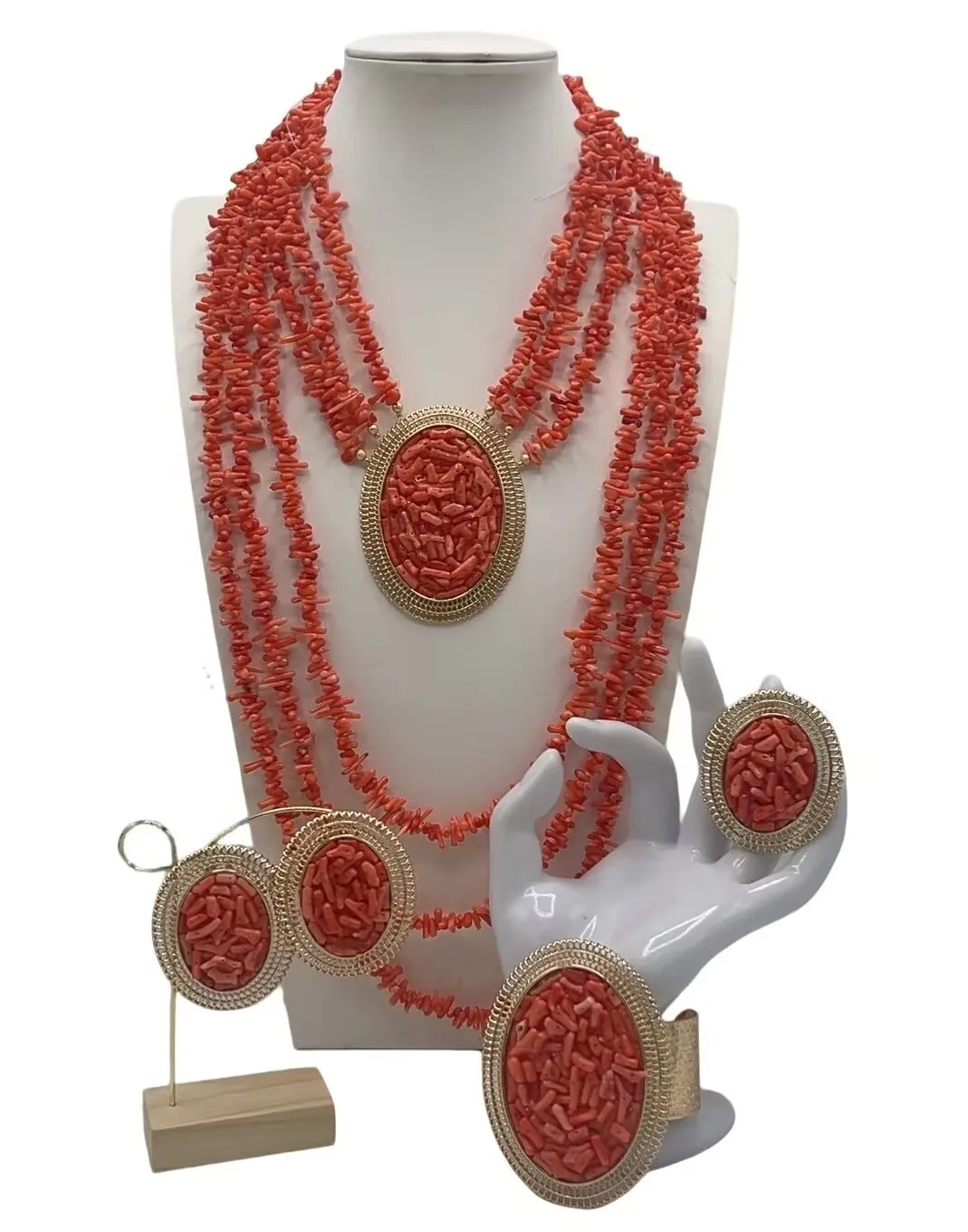 

african fashion wedding real big coral beads jewlery set