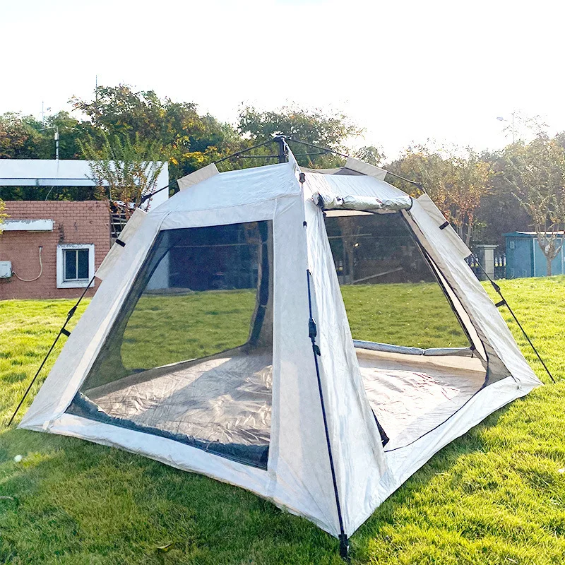 

Thickened silver-coated small four-sided tent, panoramic floor-to-ceiling windows 2x2 meters for 4 people, mosquito-proof