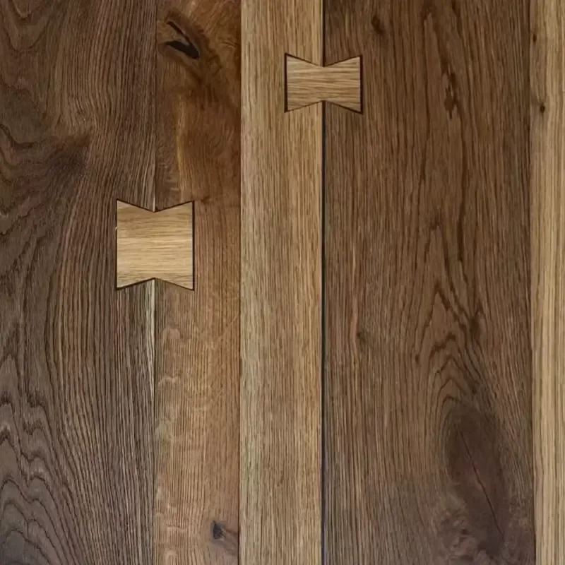 Customized Bowknot Three-layer Composite Oak Wood Flooring Smoked Geothermal Floor Distressed Small Square Engineered Floors