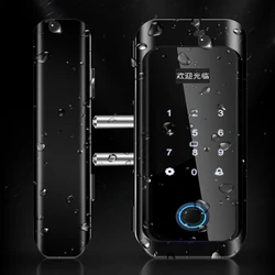 Waterproof Glass Door Fingerprint Lock Outdoor Password Lock Free Opening Framed Door Rainproof Storefront Electronic Smart Lock