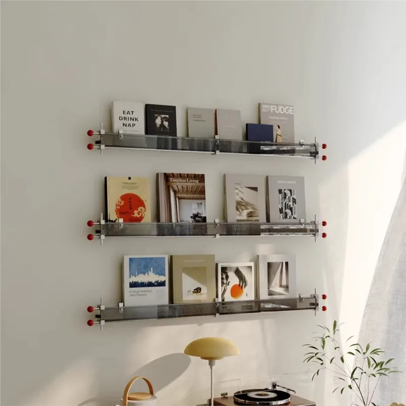 MOMO الاكريليك المحور البصري مجلة الرف باوهاوس مصمم نمط حائط الخلفية الديكور الحائط رف شاشة كتاب #6