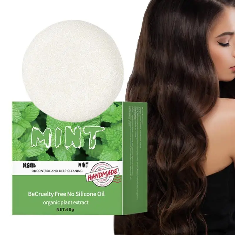 Barra de champú para el cabello, hidratante y nutritiva, perfumada con menta, 60g, fórmula de limpieza profunda