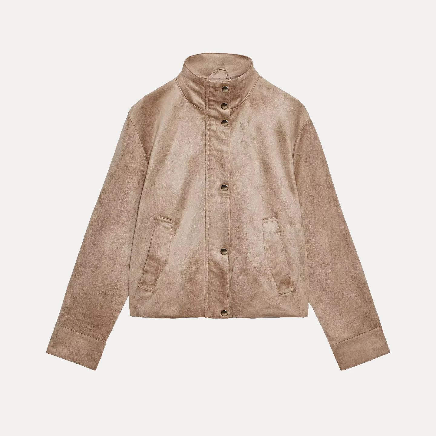 Faionable Reversible Faux Leather Jaet Women's Sle Autumn New Arrival Z Stand Fit ort Outerwear