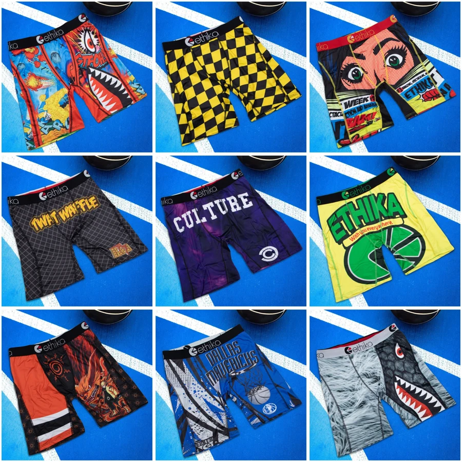 

ETHIKA 1Pcs Sexy Men Underwear Boxers Man Swimming Underpants Plus Size S-3XL Breathable Mens Print Panties Men's Boxer Trunks