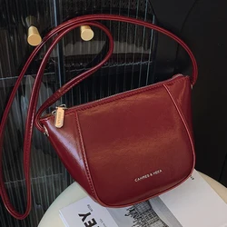 Fashion Letter Crossbody Bag For Women 2024 New Commuting Versatile One Shoulder Bags Simple Pu Leather Red Bucket Purses