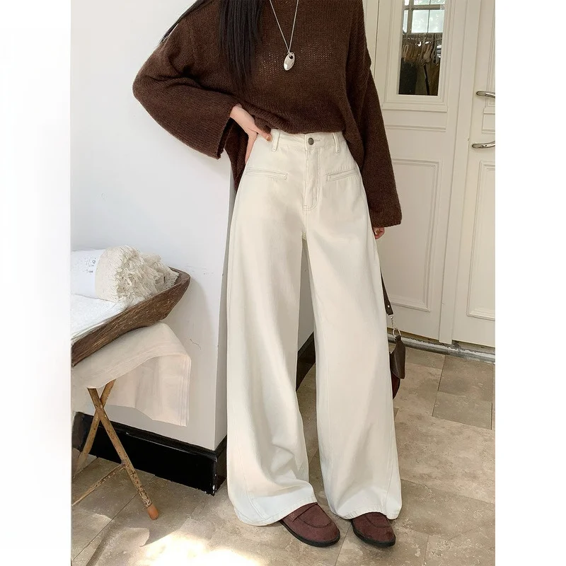 

High Waist Wide Leg Straight Cut Jeans Women's Loose Fit Autumn 2026 New Sle Commute Faion High End Drapey Denim