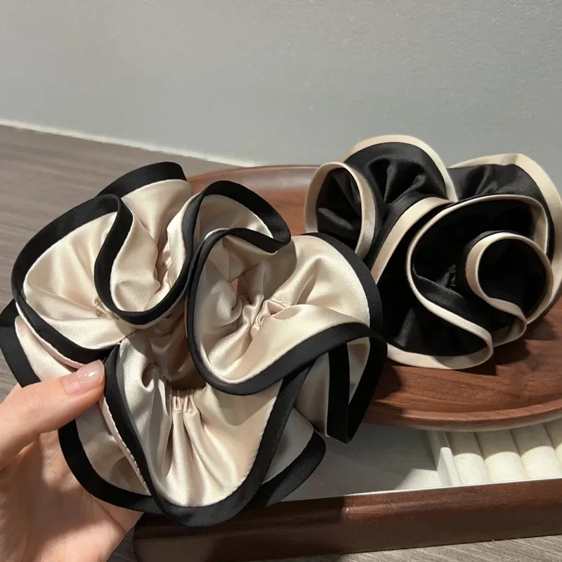 Scrunchies للشعر موضة جديدة فاخرة من الحرير الساتان حلقة الشعر برعم على شكل ربطات الشعر Scrunch للفتيات أغطية الرأس #1