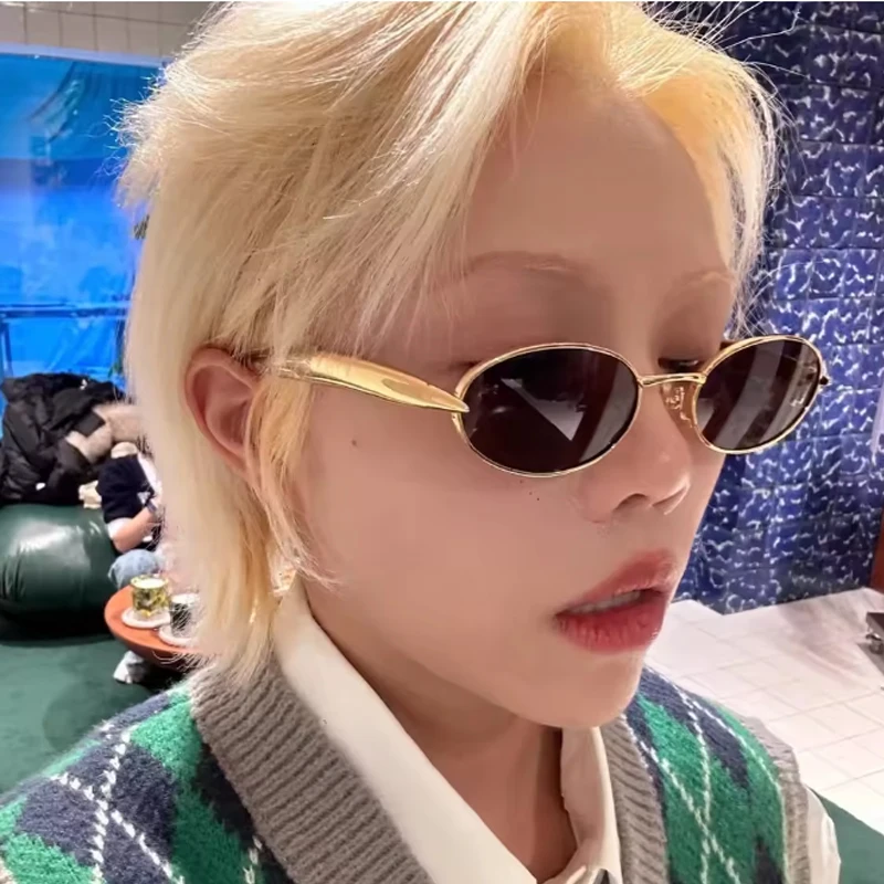 

Car Sun Glasses 3pcs New Small Oval Sunglasses 2025 Women Y2K Metal Frame Luxury Brand Eyewear Fashion Punk Popular Shades