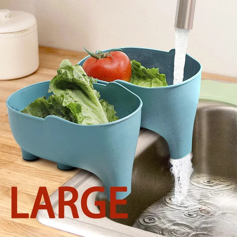 Vegetables Washing Basket Elephant Drainage Basket Fruit Basket For Draining Pasta Noodles Kitchen Sink Strainer