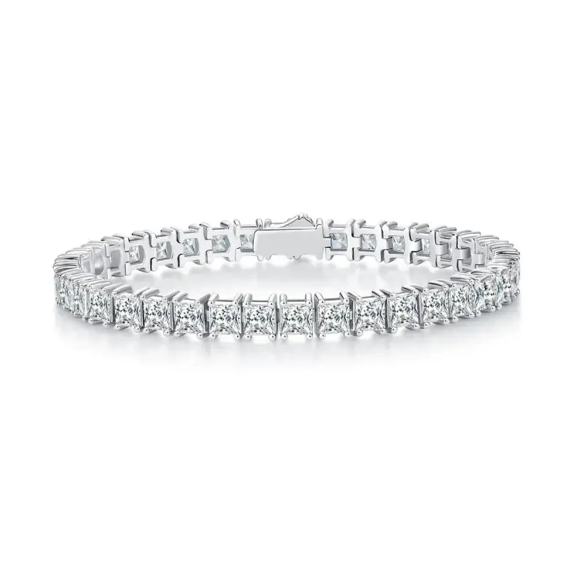 RUIF Elegant S925 Silver D Color Princess Cut Classic  Moissanite  Gemstone  Fashion Jewelry Women Bracelets Couple
