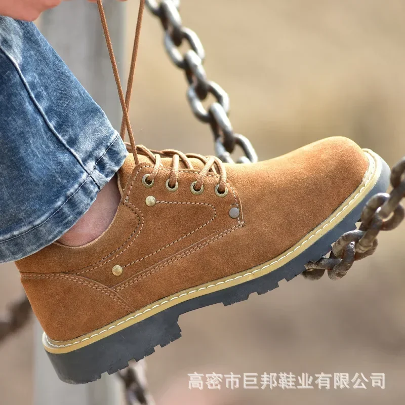 Cow Tendon Sole Anti Impact Anti Puncture Wear-resistant Oil Resistant Suede Labor Protection Shoes for One Shipment