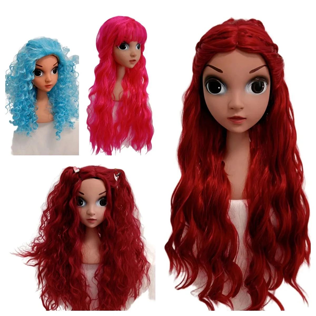 2026 Descendants 5 Starlight Successor Princess Rebel Alliance Red Blue Pink Curly Hair Children COS Wig Halloween Decoration