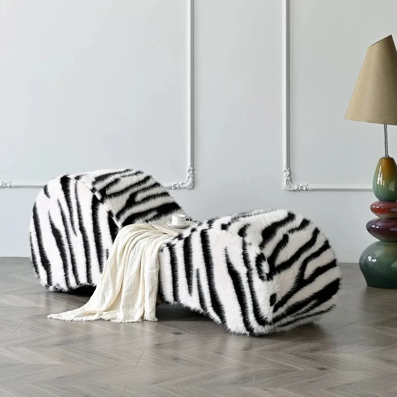 

Zebra pattern villa bedroom fun stool light luxury bedside stool modern fitting room sofa bench removable and washable