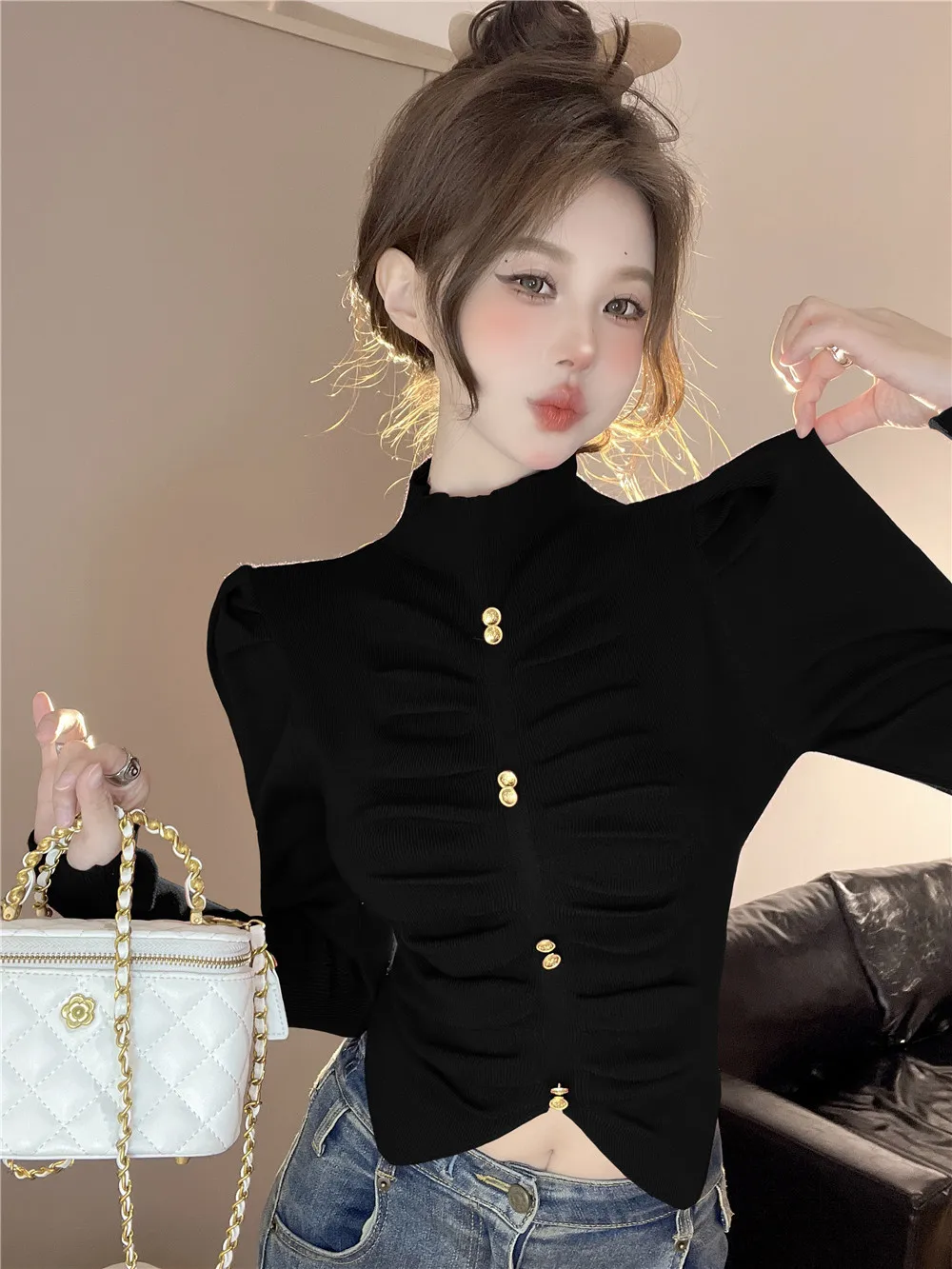 

Sweaters Jumpers Pullovers Woman Pack Japanese Style Winter Mock Two-Pieces Christmas Holiday Festival Professional Formal Solid