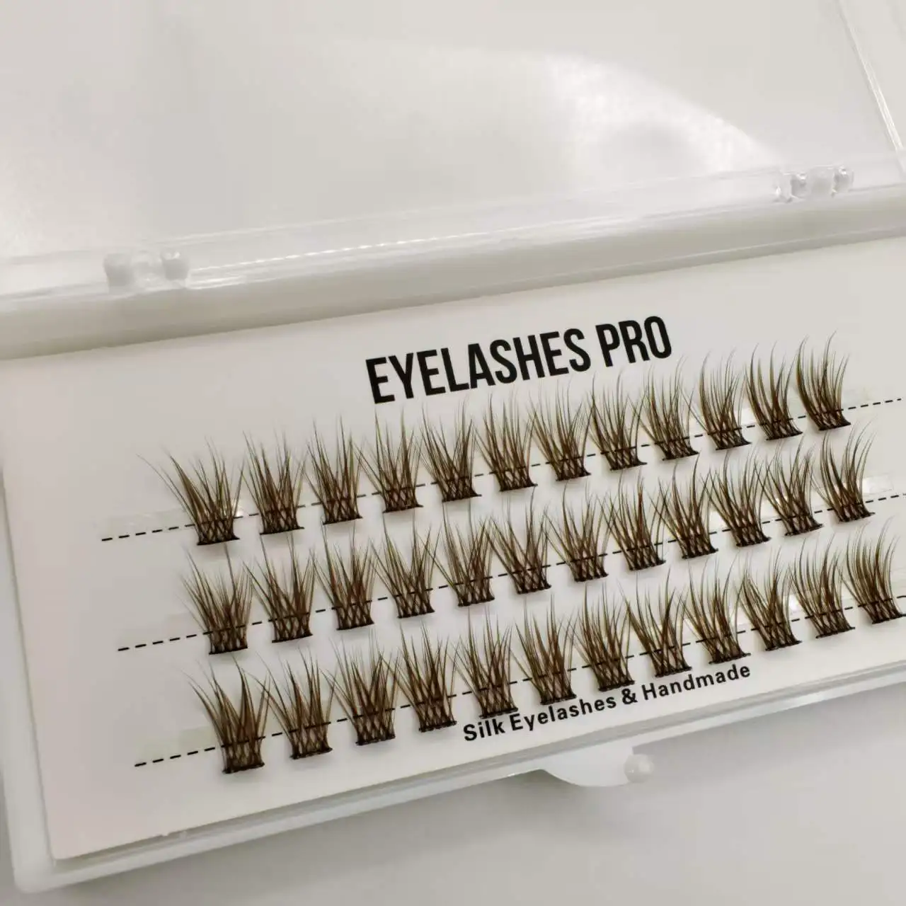 Brown YS DIY Hand Made Eyelash Extension Segmented Flase Lashes Dramatic Lash Bundles Soft Ribbon Strip Eyelashes Makeup Lashes