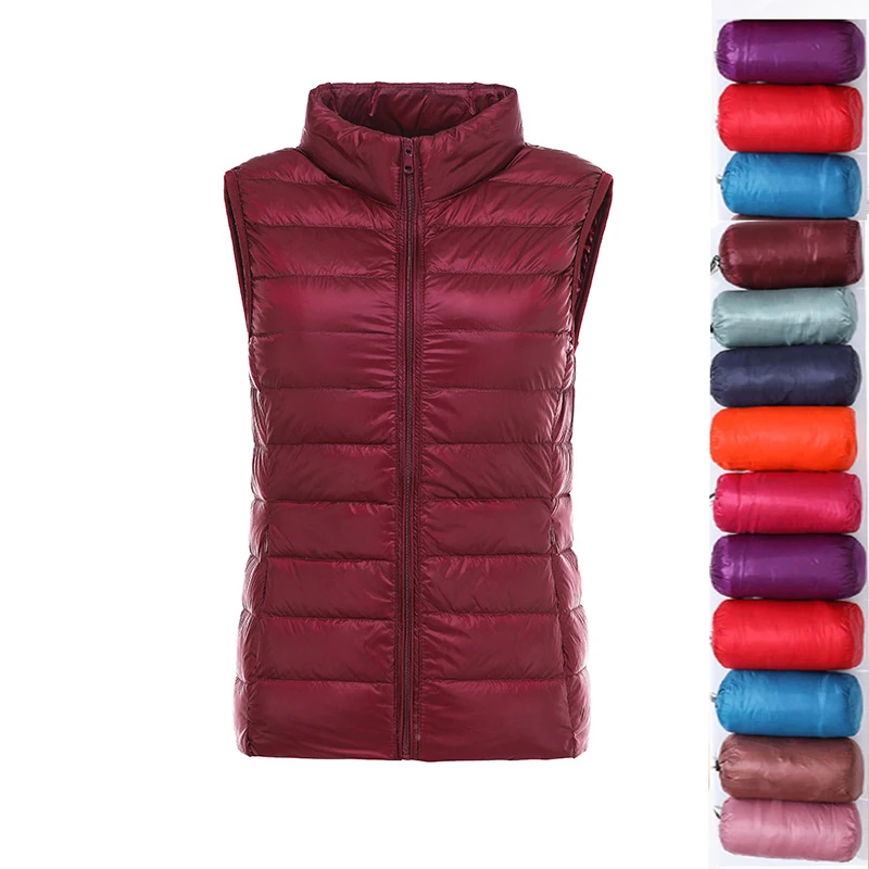 Down Jacket Sleeveless White Duck Feather Warm Waistcoat Down Vest Outerwear Coats for Woman Packable Ultra-light Women's Winter