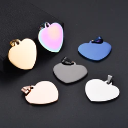 10Pcs Heart Stainless Steel Blank Dog Tags Pendant DIY Pet ID Name Tag Unisex without Chain Making Necklace Jewelry Accessories