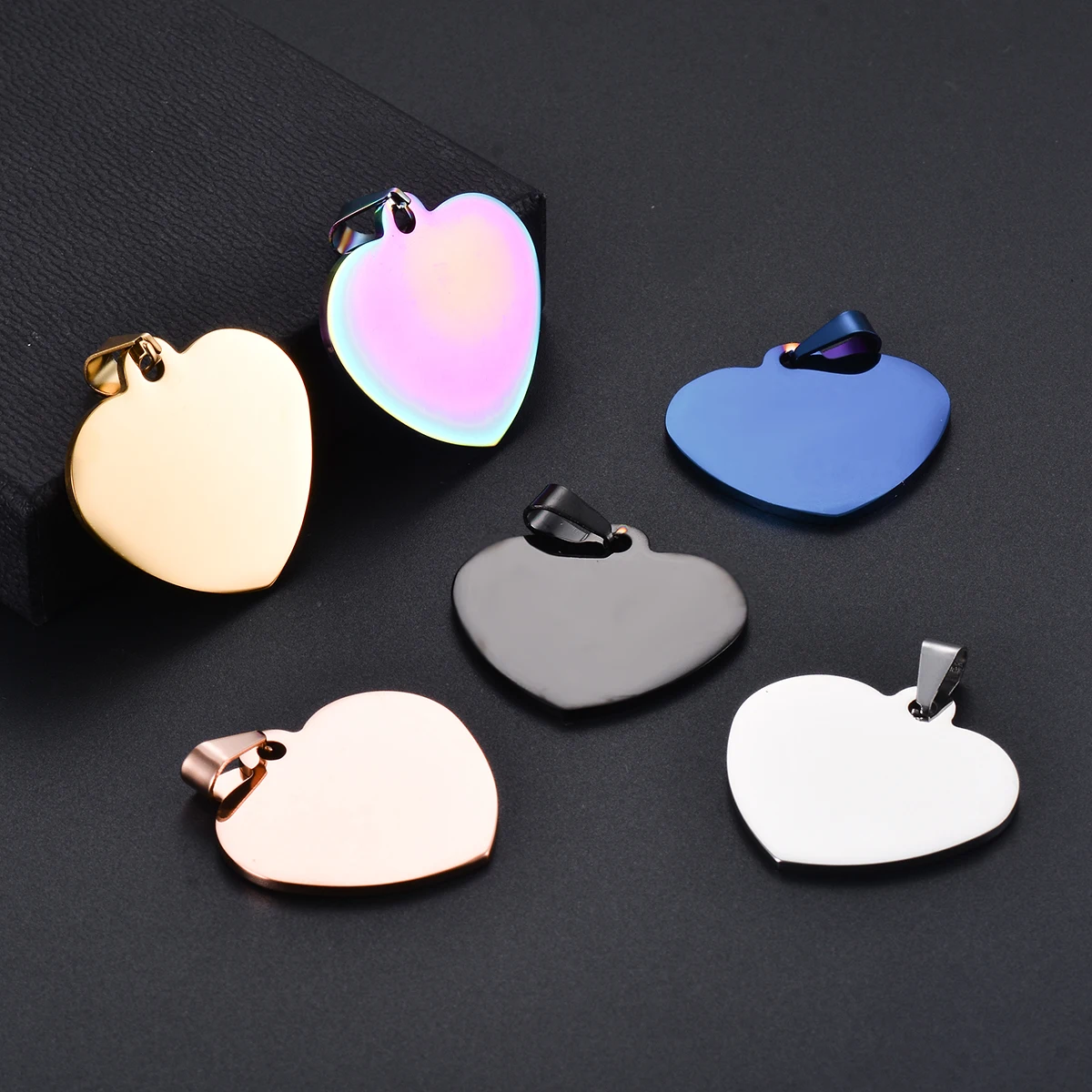 10Pcs Heart Stainless Steel Blank Dog Tags Pendant DIY Pet ID Name Tag Unisex Without Chain Making Necklace Jewelry Accessories