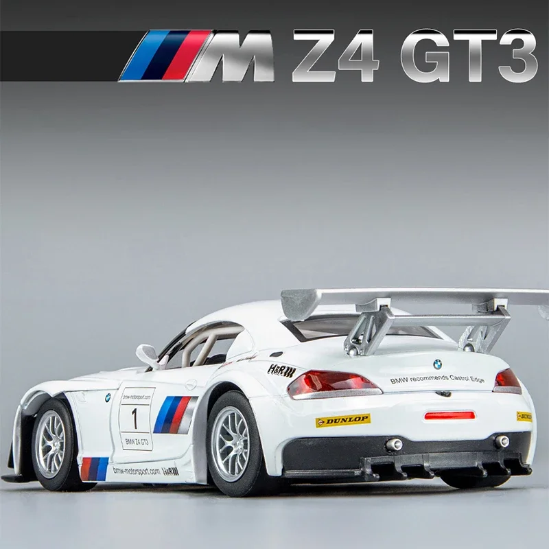 高軽量レーシングカーモデル,1:24,bmw z4, gt3,ダイキャストメタル,合金,ミニチュアモデル,フリーホイール